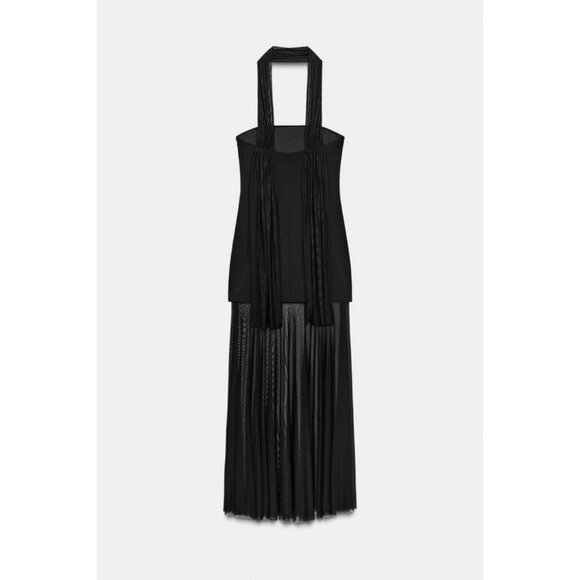 ZARA CONTRAST SHEER DRESS - Picture 10 of 11